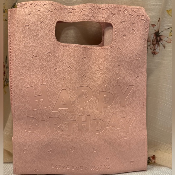 Bath & Body Works HAPPY BIRTHDAY Pink Faux Leather Gift Bag Tote - Picture 1 of 10